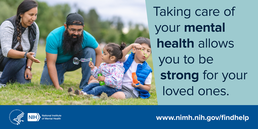 Taking care of your mental health allows you to be strong for your loved ones. Find help. 