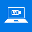 Lap top illustration with a LIVE streaming icon on the screen