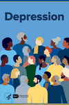 Depression cover: diverse group of illustrated figures looking in various directions