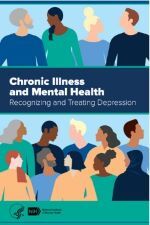 Chronic Illness and Mental Health brochure cover. Diverse group of illustrated people. 