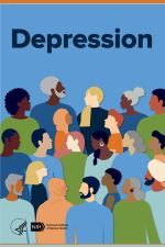 Cover of depression brochure with abstract cartoon profiles. 