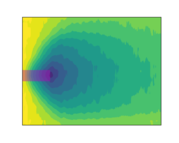 Polymer curing plot shows purple square on left side with rings of blue and green around it. 