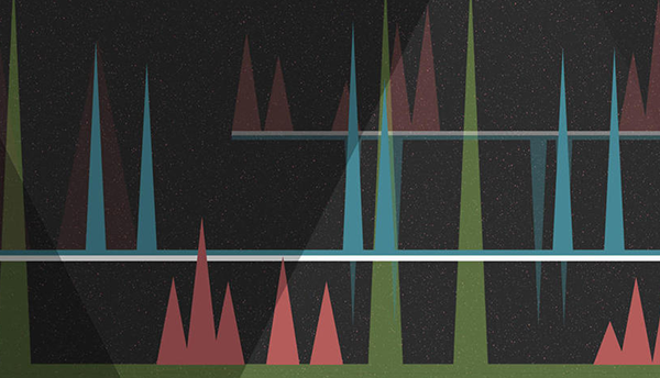 DNA mixtures illustration shows green, red and blue peaks on black background.