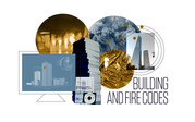 Photo illustration for 9/11 shows burning buildings, a stack of papers, and construction diagrams.