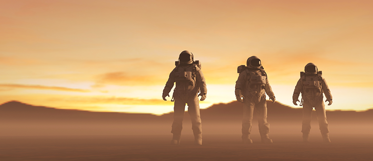 astronauts standing on mars