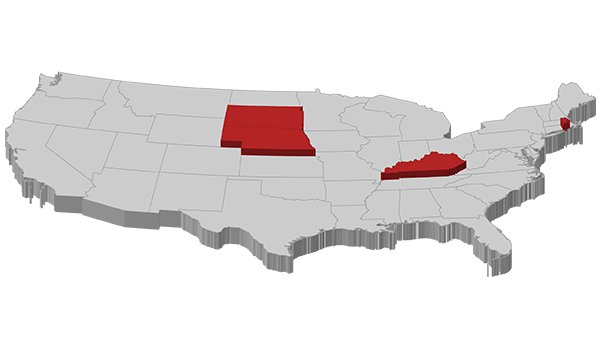 U.S. map has four states highlighted: South Dakota, Nebraska, Kentucky and Rhode Island.