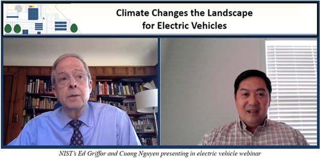 NIST's Ed Griffor and Cuong Nguyen presenting in electric vehicle webinar