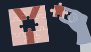 Illustration shows a gloved hand holding a puzzle piece that fits into the center of a puzzle showing the letter Y. 