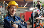 Woman in a hard hat in manufacturing facility