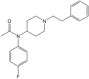 Chemical structure of para-fluoroacetyl fentanyl.