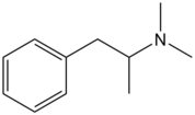 Structure of N,N-Dimethylamphetamine.