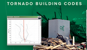 A collage of images related to the investigation of tornadoes and the development of new tornado building codes.