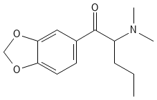 Chemical structure of N,N-dimethylpentylone.