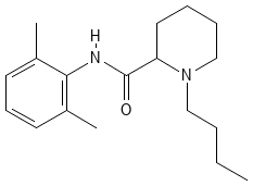 Chemical structure of bupivacaine.