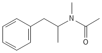 Structure of N-acetylmethamphetamine.