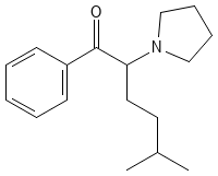 Structure of a-pyrrolidinoisoheptanophenone.