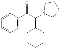 Structure of α-pyrrolidinocyclohexanophenone.