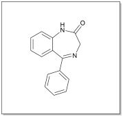 Structure of deschlorodemethyldiazepam.
