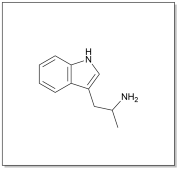 Structure of alpha-methyl tryptamine.