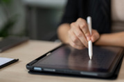 woman with tablet