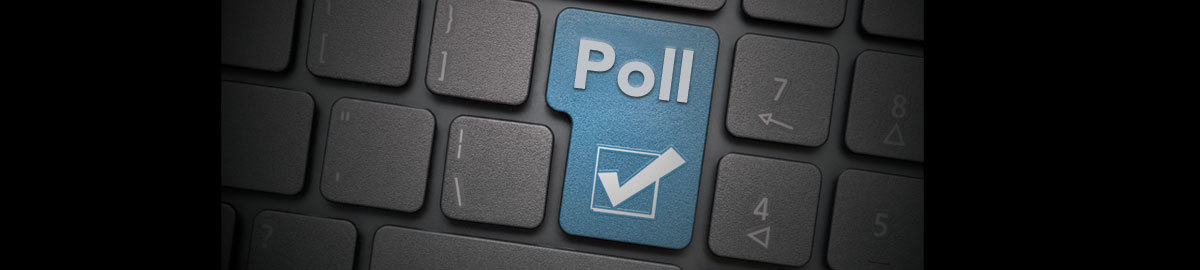 Graphic shows the word "Poll" on a computer keyboard