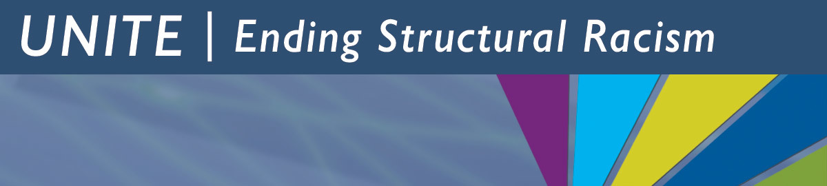 Image for the UNITE Program at NIH which seeks to end structural racism. UNITE multi-color logo on the right of image.