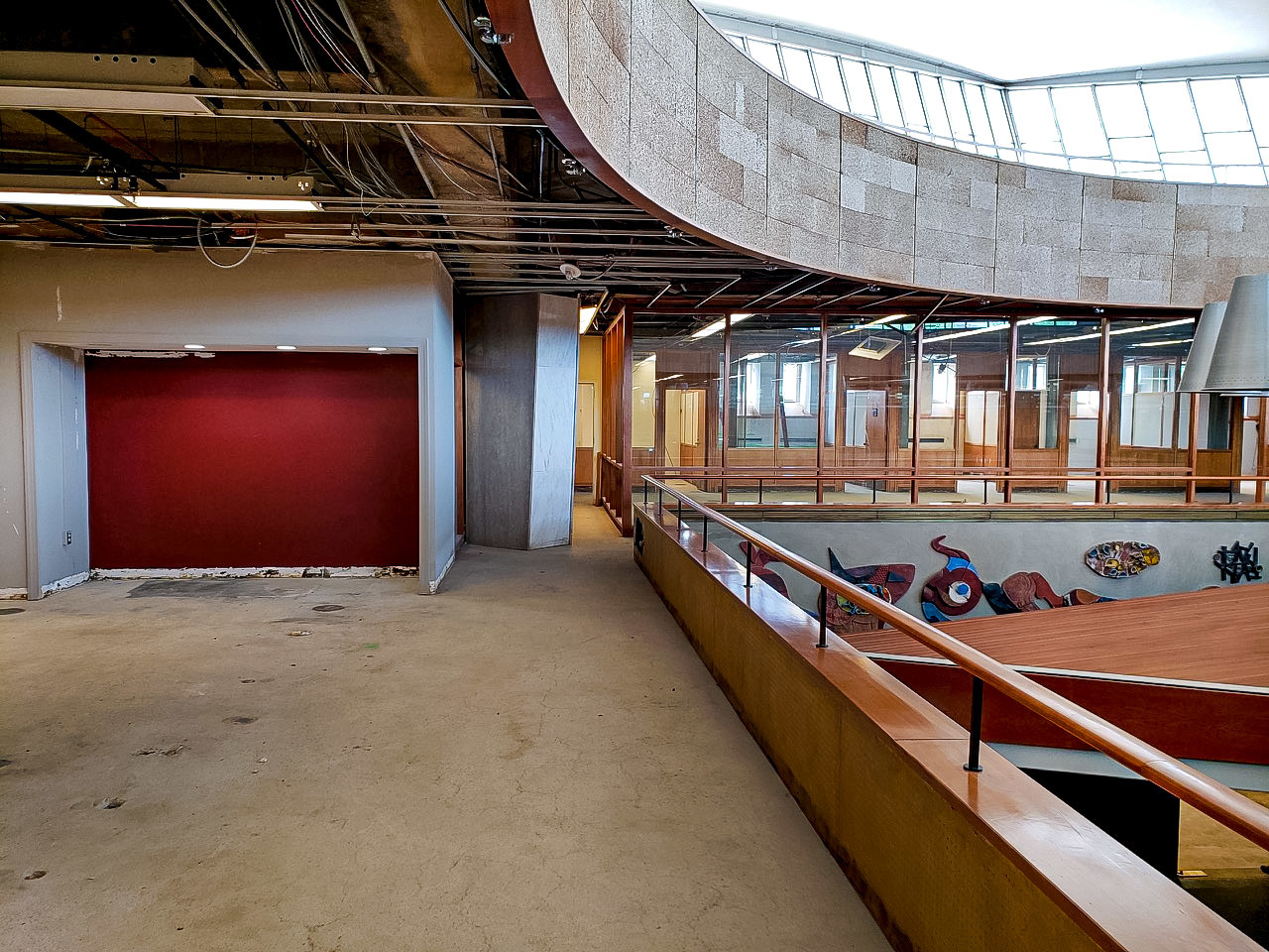 Photo of asbestos abatement of mezzanine of NLM Building 38. 