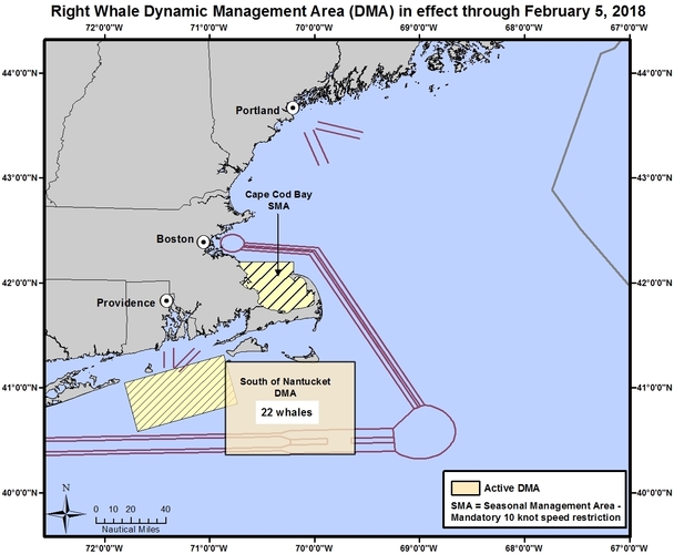 New Voluntary Right Whale Speed Restriction Zone South Of Nantucket