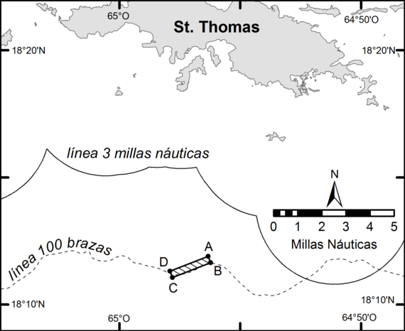 Grammanik Bank closure area south of St. Thomas, USVI.