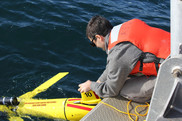 Autonomous glider being deployed. Photo: NOAA Fisheries