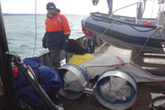 Bongo nets (foreground) and other gear used to sample potential prey for North Atlantic right whales.