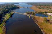 Aerial view of restored wetlands.