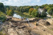 Removal of Holmes Dam on Town Brook in Plymouth, Massachusetts. Credit: Hawk Visuals.