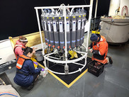 Water sampling equipment on the deck of a ship