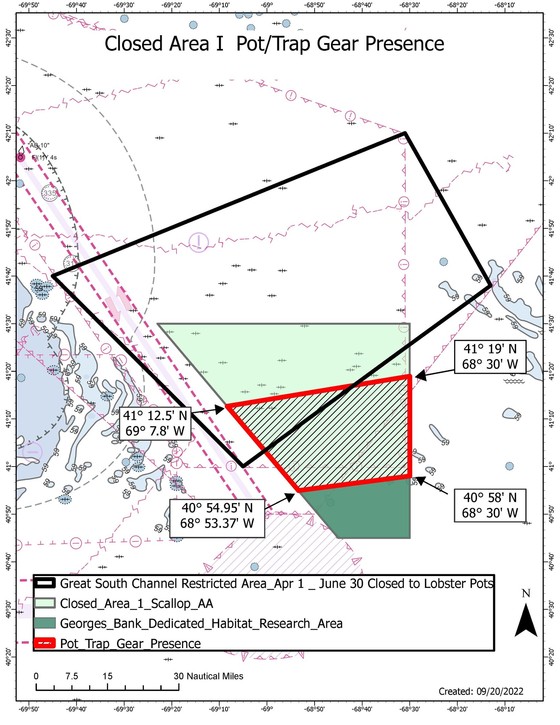Chart of Closed Area I Pot/Trap Gear Presence
