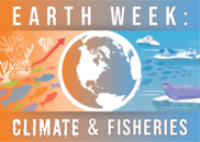 Montage drawing of Earth Week with climate and fisheries