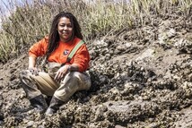 Dr. Dionne Hoskins-Brown at Savannah State University oyster reef.