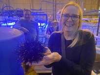 Diane Windham shows off a sea urchin. 