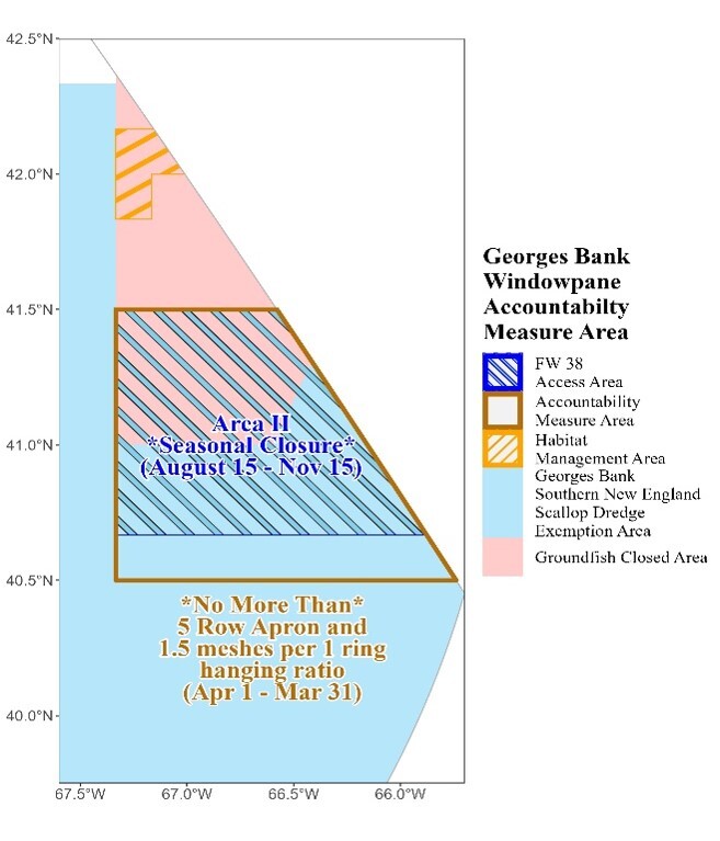 Map of Northern Windowpane Flounder Accountability Measure Area in Effect April 1, 2024