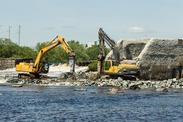 Removal of Veazie Dam on the Penobscot River in 2013. Credit: Penobscot River Restoration Trust.