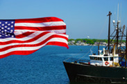 fishing vessel and American flag