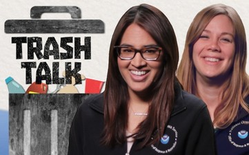 The title "Trash Talk" with images of the series' hosts.