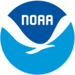 The blue and white National Oceanic and Atmospheric Administration Logo