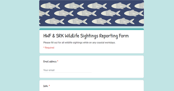 Google form to report wildlife sightings. 