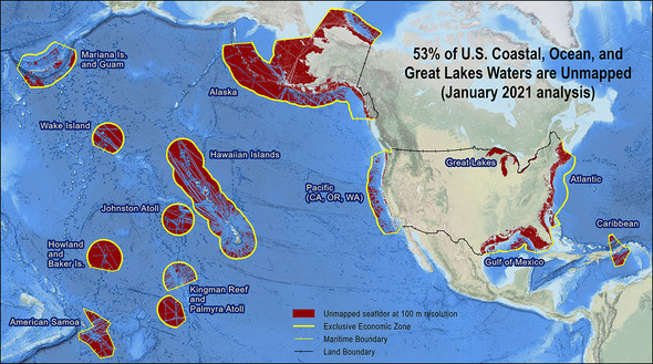 Unmapped waters as of January 2021