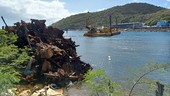 Abandoned and derelict vessels being removed from Krum Bay, St. Thomas