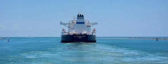 Oil tanker leaving the port of Corpus Christi