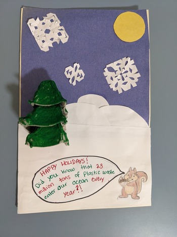 A holiday card made with upcycled egg cartons.