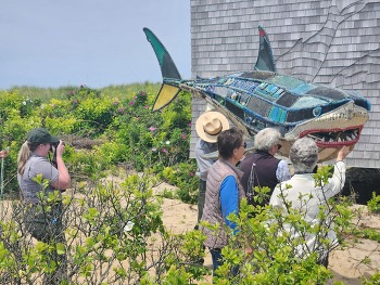 A marine debris sculpture at Cape Cod National Seashore.