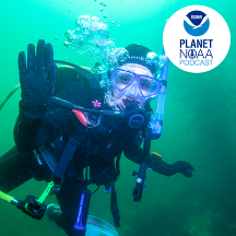 Planet NOAA podcast emblem and a scuba diver